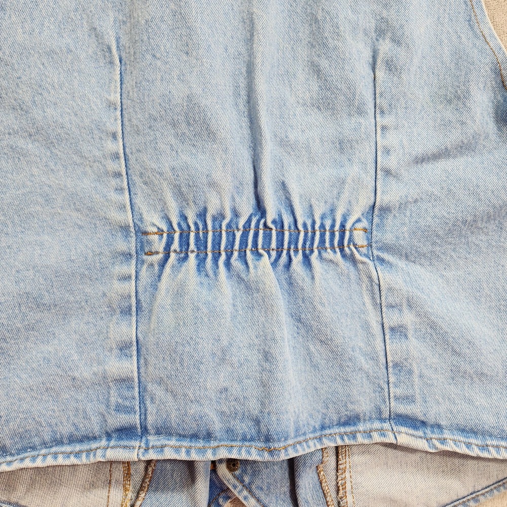 Vintage ACME Clothing Co Vest Mens L Blue Denim Bugs Bunny Daffy Duck Cartoon - Picture 9 of 14